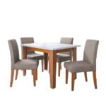 Conjunto Sala de Jantar, Mesa 1,20m, 4 Cadeiras, Madeirado